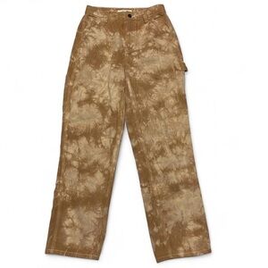 Pacsun Women’s High Rise Carpenter Size 27 Brown Tan Tie Dye Patterned Zip Indie